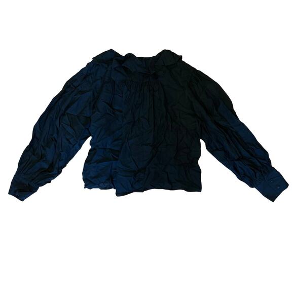 NWT Madewell Ruffled Pintucked Long-Sleeve Top True Black Size XL - Picture 6 of 11